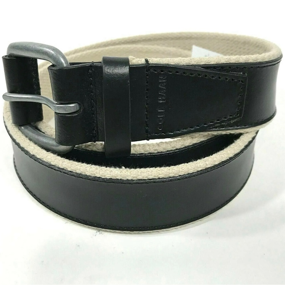 Cole Haan Mens Feather Edge Smooth Panel Belt 40 Black 35mm